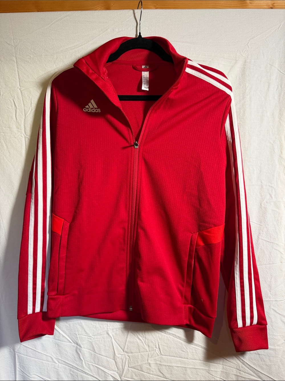 Adidas Dark Red Windbreaker Jacket with White Stripes